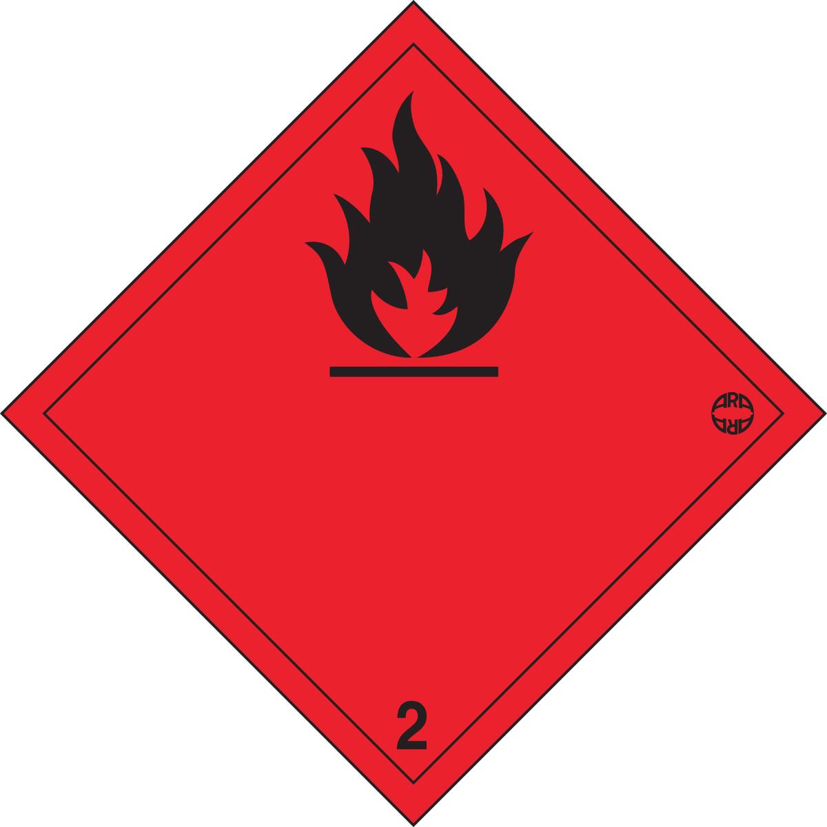 Aluminium plate with hazard symbol No. 2.1 ‘Flammable gases’